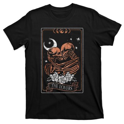 The Lovers Vintage Tarot Card Astrology Occult Skulls Moon T-Shirt