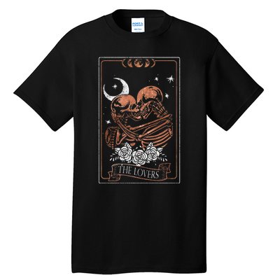 The Lovers Vintage Tarot Card Astrology Occult Skulls Moon Tall T-Shirt