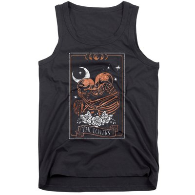 The Lovers Vintage Tarot Card Astrology Occult Skulls Moon Tank Top