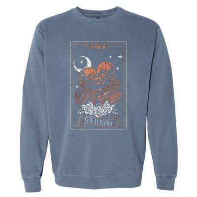 The Lovers Vintage Tarot Card Astrology Occult Skulls Moon Garment-Dyed Sweatshirt