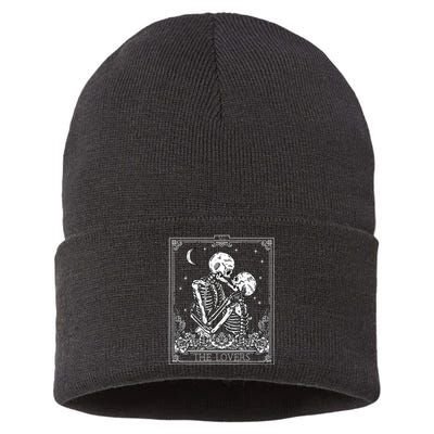 The Lovers Vintage Tarot Card Astrology Goth Halloween Women Sustainable Knit Beanie