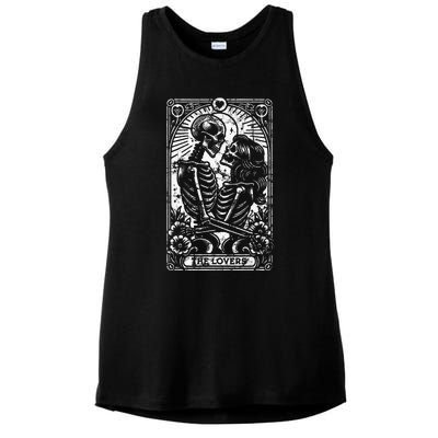 The Lovers Vintage Skeleton Couple Skull Gothic Tarot Card  Ladies PosiCharge Tri-Blend Wicking Tank