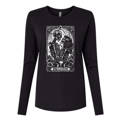 The Lovers Vintage Skeleton Couple Skull Gothic Tarot Card  Womens Cotton Relaxed Long Sleeve T-Shirt