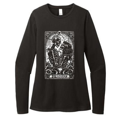 The Lovers Vintage Skeleton Couple Skull Gothic Tarot Card  Womens CVC Long Sleeve Shirt