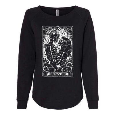 The Lovers Vintage Skeleton Couple Skull Gothic Tarot Card  Womens California Wash Sweatshirt