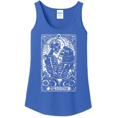 The Lovers Vintage Skeleton Couple Skull Gothic Tarot Card  Ladies Essential Tank