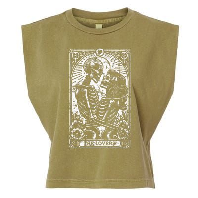 The Lovers Vintage Skeleton Couple Skull Gothic Tarot Card  Garment-Dyed Women's Muscle Tee