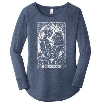 The Lovers Vintage Skeleton Couple Skull Gothic Tarot Card  Women's Perfect Tri Tunic Long Sleeve Shirt