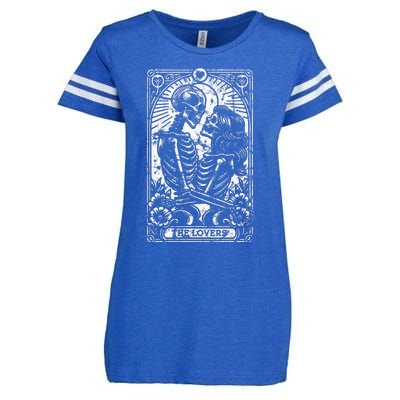 The Lovers Vintage Skeleton Couple Skull Gothic Tarot Card  Enza Ladies Jersey Football T-Shirt