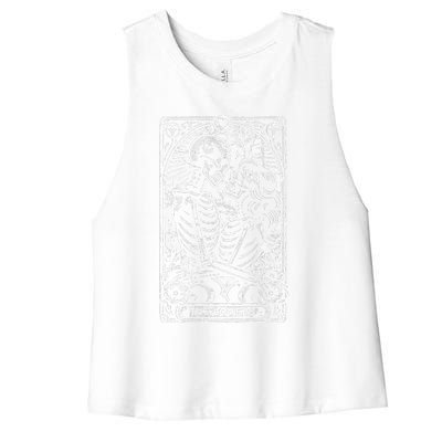 The Lovers Vintage Skeleton Couple Skull Gothic Tarot Card  Women's Racerback Cropped Tank