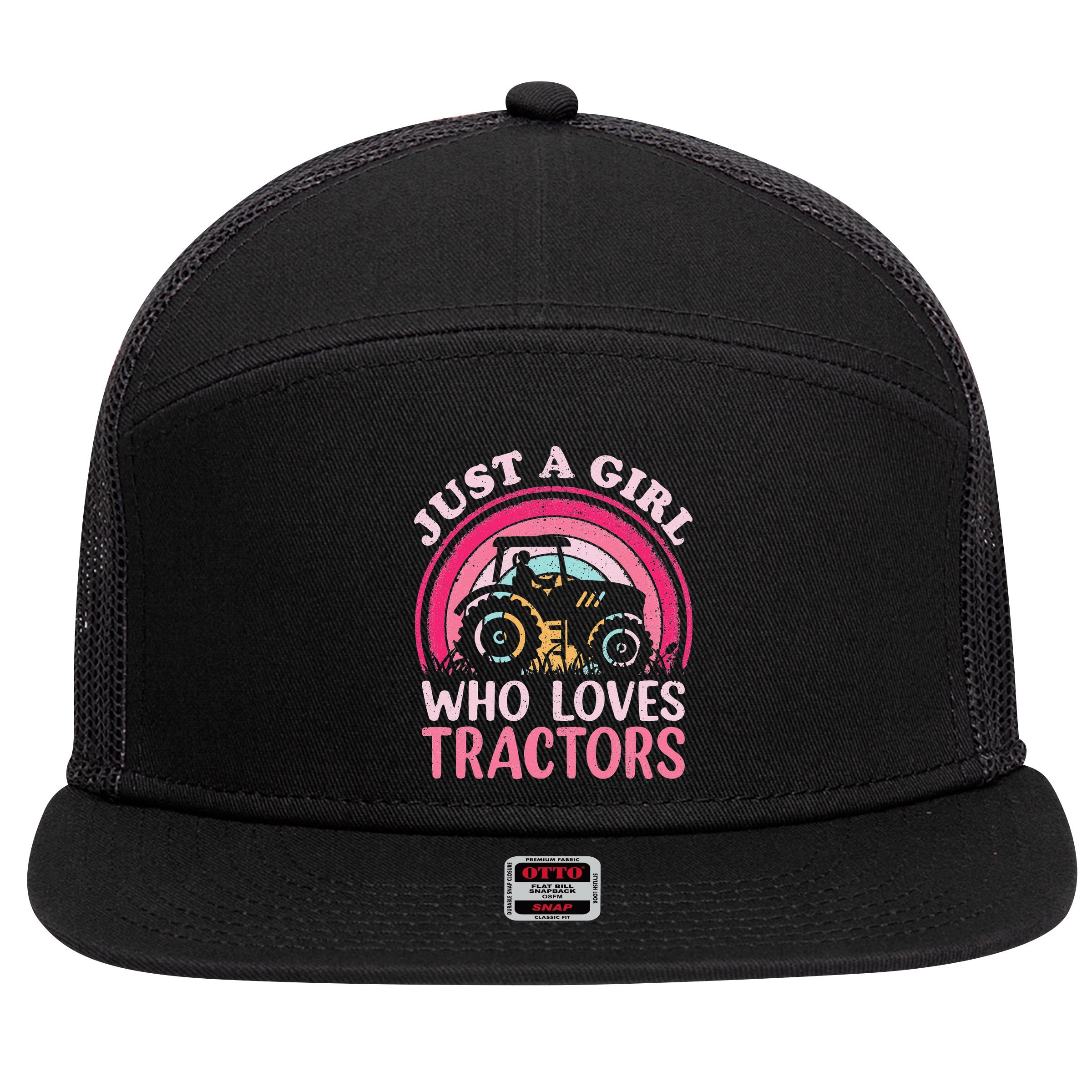Tractor Lover Vintage Just A Who Loves Tractors 7 Panel Mesh Trucker Snapback Hat