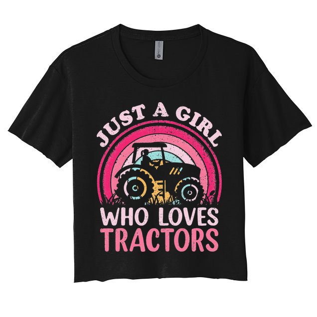 Tractor Lover Vintage Just A Who Loves Tractors Crop Top