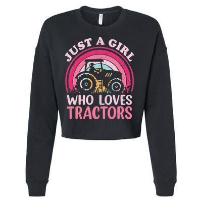 Tractor Lover Vintage Just A Who Loves Tractors Cropped Pullover Crew