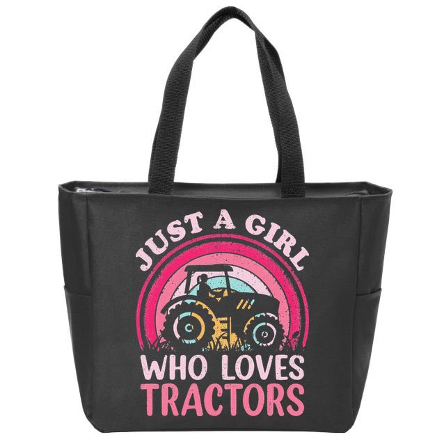 Tractor Lover Vintage Just A Who Loves Tractors Zip Tote Bag