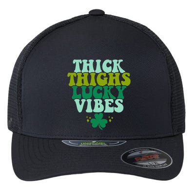 Thickhighs Lucky Vibes Funny St. Patrick's Day Clothes Flexfit Unipanel Trucker Cap