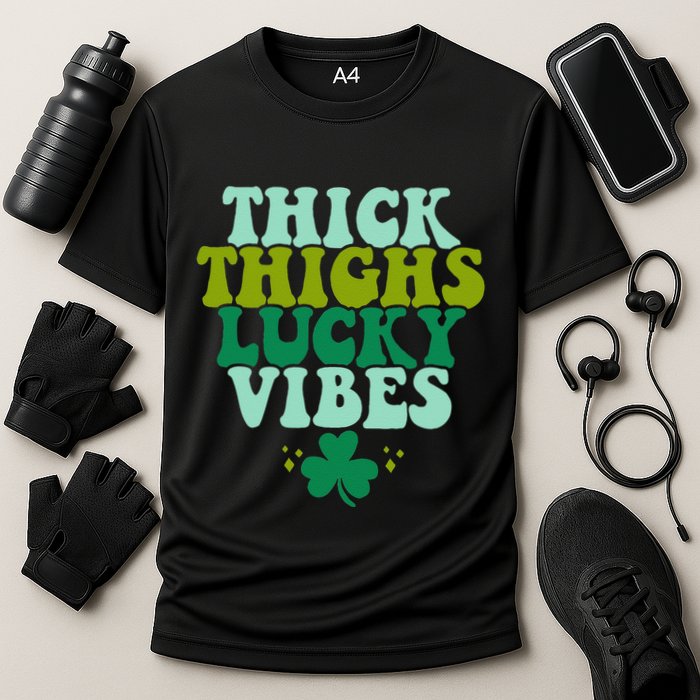 Thickhighs Lucky Vibes Funny St. Patrick's Day Clothes Performance Shirt