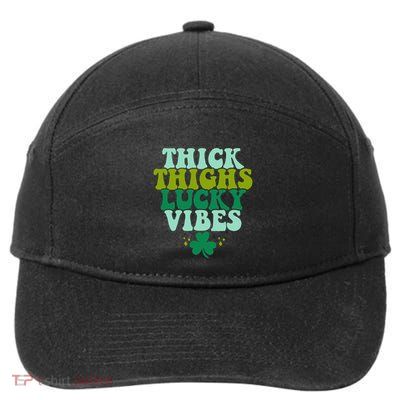 Thickhighs Lucky Vibes Funny St. Patrick's Day Clothes 7-Panel Snapback Hat
