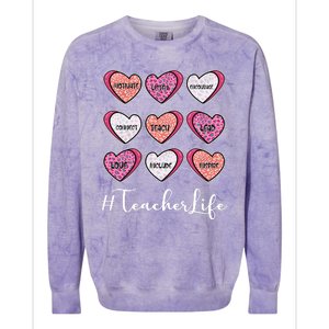 Teachers Life Valentines Day Heart Candy Colorblast Crewneck Sweatshirt