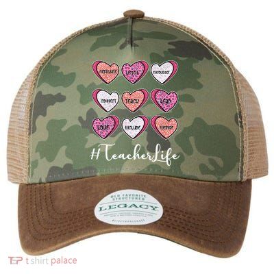 Teachers Life Valentines Day Heart Candy Legacy Tie Dye Trucker Hat