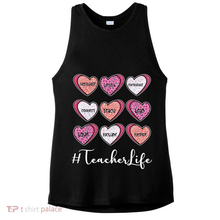 Teachers Life Valentines Day Heart Candy Ladies PosiCharge Tri-Blend Wicking Tank
