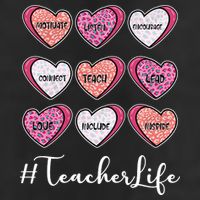 Teachers Life Valentines Day Heart Candy 7 Panel Mesh Trucker Snapback Hat