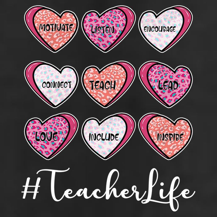 Teachers Life Valentines Day Heart Candy 7 Panel Mesh Trucker Snapback Hat