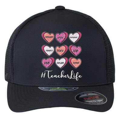 Teachers Life Valentines Day Heart Candy Flexfit Unipanel Trucker Cap