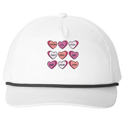 Teachers Life Valentines Day Heart Candy Snapback Five-Panel Rope Hat