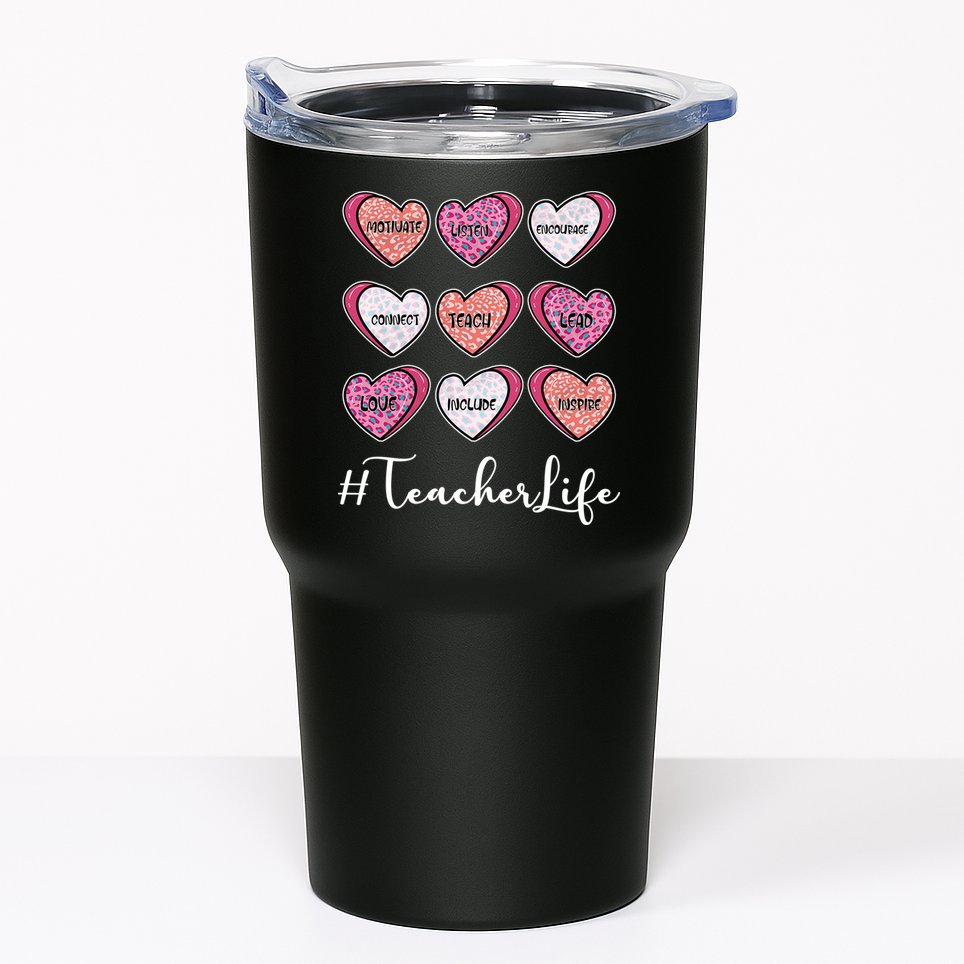 Teachers Life Valentines Day Heart Candy Tumbler