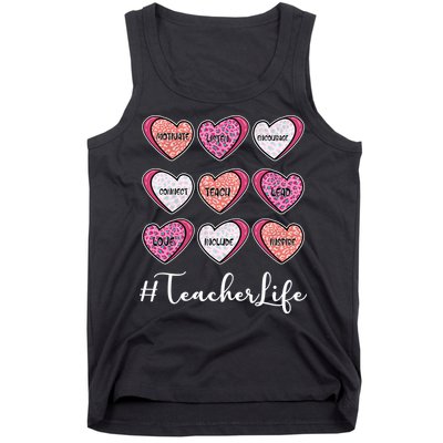 Teachers Life Valentines Day Heart Candy Tank Top