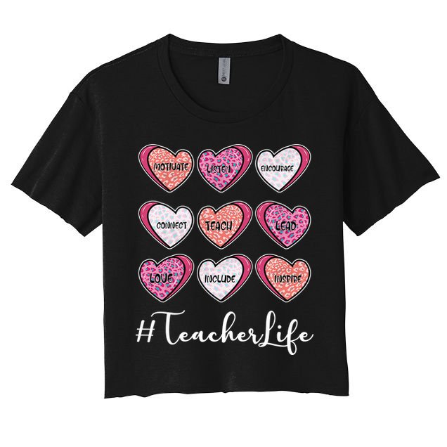 Teachers Life Valentines Day Heart Candy Crop Top