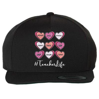 Teachers Life Valentines Day Heart Candy Wool Snapback Cap