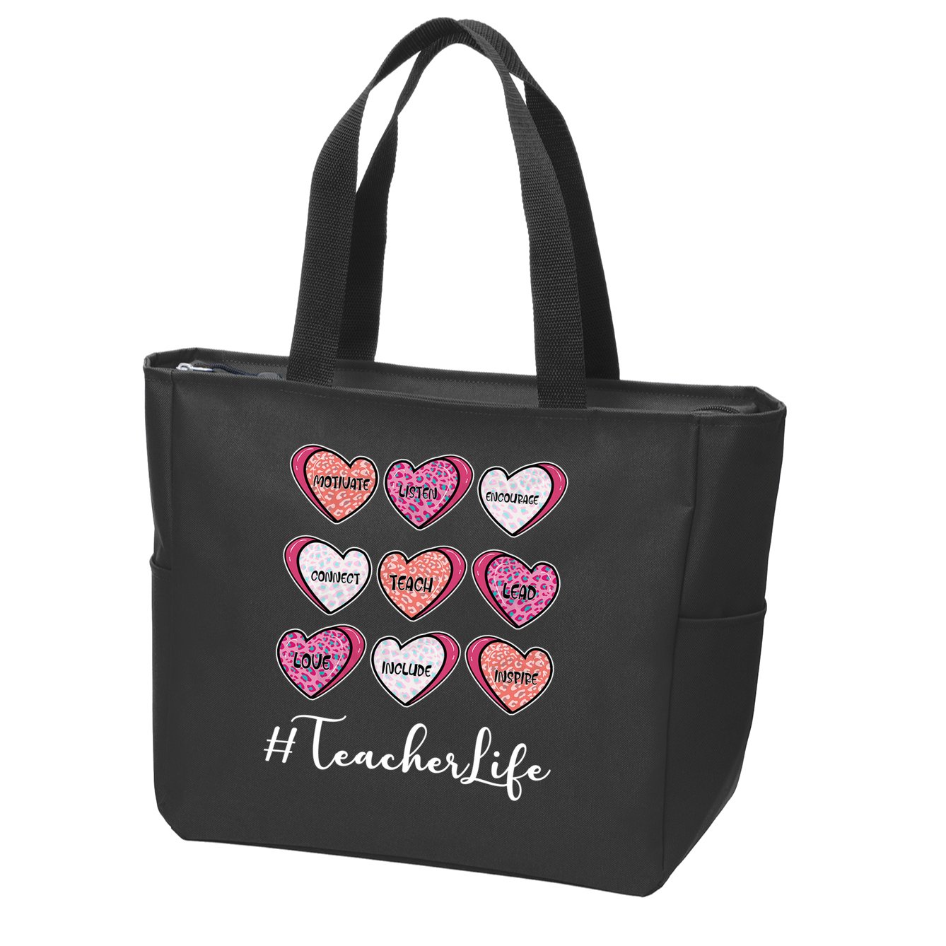 Teachers Life Valentines Day Heart Candy Zip Tote Bag