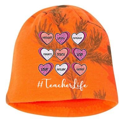 Teachers Life Valentines Day Heart Candy Kati - Camo Knit Beanie