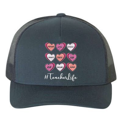 Teachers Life Valentines Day Heart Candy Yupoong Adult 5-Panel Trucker Hat