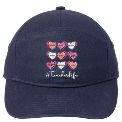 Teachers Life Valentines Day Heart Candy 7-Panel Snapback Hat