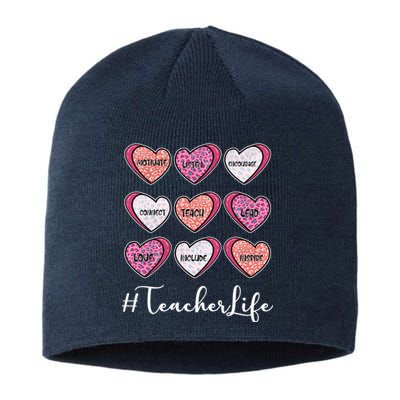 Teachers Life Valentines Day Heart Candy Sustainable Beanie