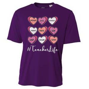 Teachers Life Valentines Day Heart Candy Cooling Performance Crew T-Shirt