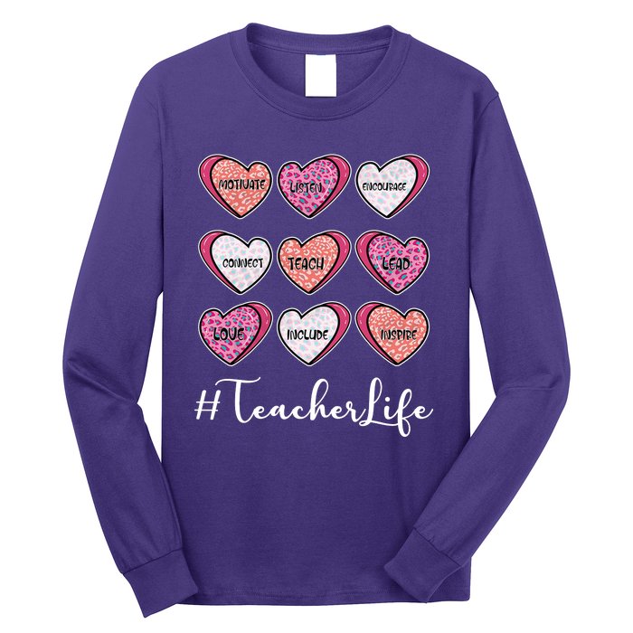 Teachers Life Valentines Day Heart Candy Long Sleeve Shirt