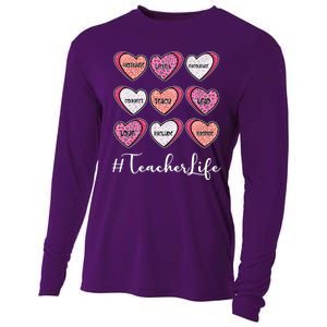 Teachers Life Valentines Day Heart Candy Cooling Performance Long Sleeve Crew