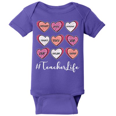 Teachers Life Valentines Day Heart Candy Baby Bodysuit