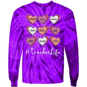 Teachers Life Valentines Day Heart Candy Tie-Dye Long Sleeve Shirt