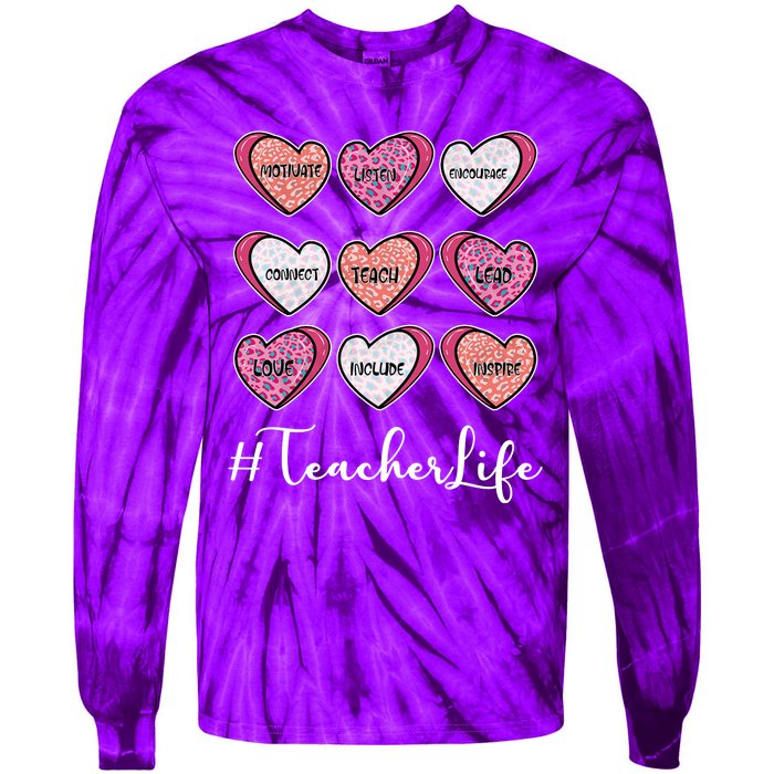 Teachers Life Valentines Day Heart Candy Tie-Dye Long Sleeve Shirt