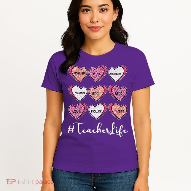 Teachers Life Valentines Day Heart Candy Womens T-Shirt