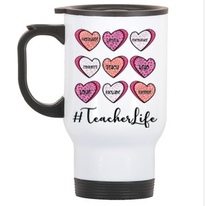 Teachers Life Valentines Day Heart Candy Stainless Steel Travel Mug