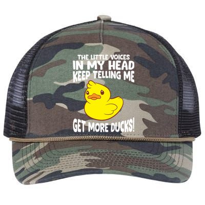 The Little Voices In My Head Keep Telling Me Get More Ducks Gift Retro Rope Trucker Hat Cap