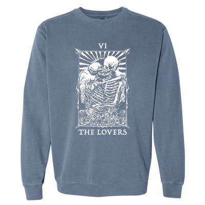 The Lovers Vintage Tarot Card Occult Skeletons Supernaturals Garment-Dyed Sweatshirt