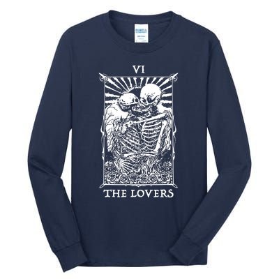 The Lovers Vintage Tarot Card Occult Skeletons Supernaturals Tall Long Sleeve T-Shirt