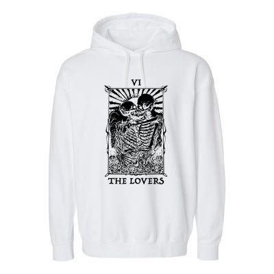 The Lovers Vintage Tarot Card Occult Skeletons Supernaturals Garment-Dyed Fleece Hoodie