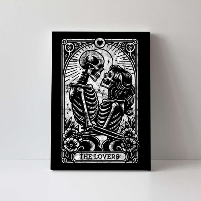 The Lovers Vintage Skeleton Couple Skull Gothic Tarot Card Canvas